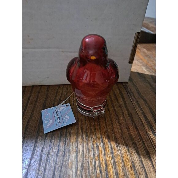 New Contained Art Red Bird Air Tight Container 420 Herb Art Glass Stash Box - Picture 2 of 5